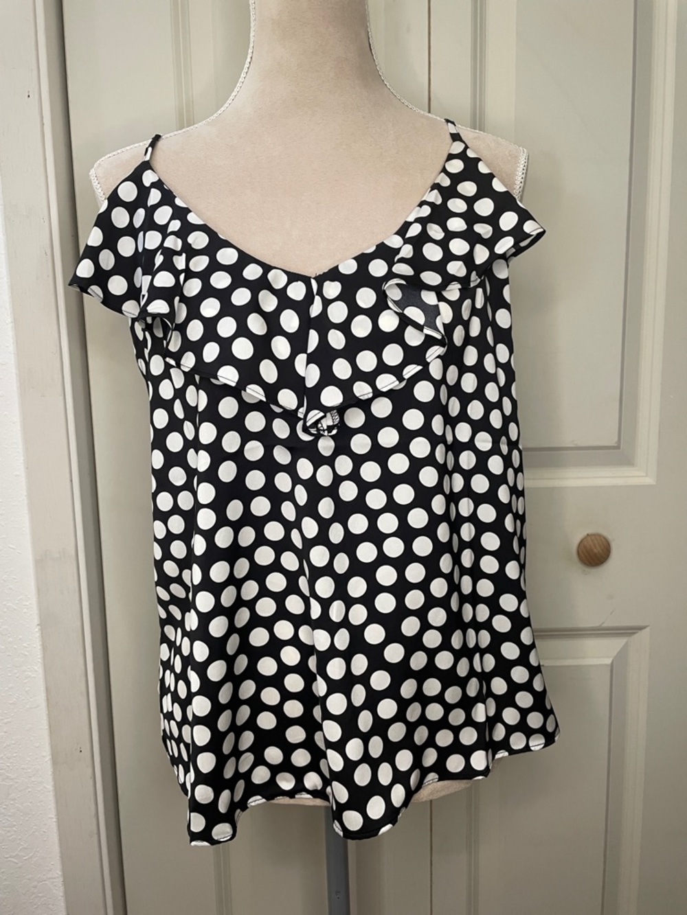 Banana Republic Black & White Polka Dot Top NWT L